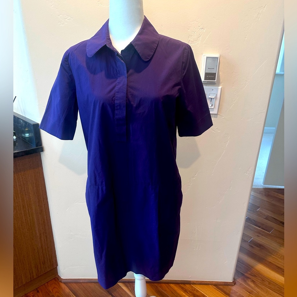 COS Purple Short Sleeve Shirt Dress